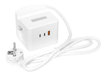 Удлинитель Куб EKF 2 USB+2 Type C+быстрая зарядка+подставка под телефон+ночник 1,3 метра фото