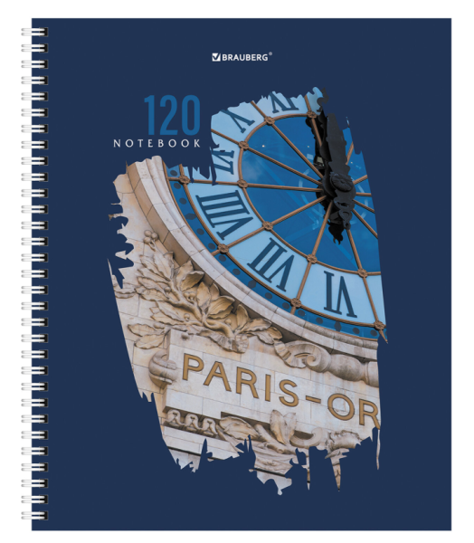 Тетрадь А5 120л. BRAUBERG гребень, клетка, твёрдая обложка, Города (микс в спайке),404449 фото