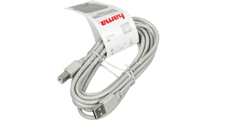 Кабель USB-AB 2.0 3м, 1зв серый (Hama H-29100) фото