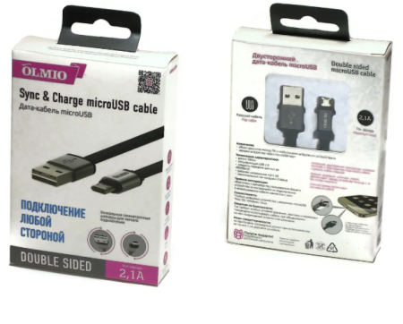 Кабель USB - MicroUSB OLMIO 1м двухсторонний, плоский (38703) купить ЦИТ Кабель USB - MicroUSB OLMIO 1м двухсторонний, плоский (38703) фото
