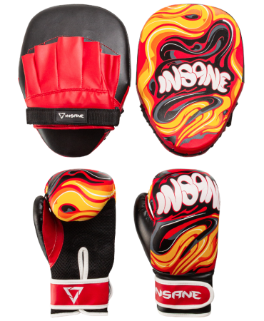 Набор для бокса INSANE TIGER, красный/черный, 23*17*4 см, 6 oz  фото