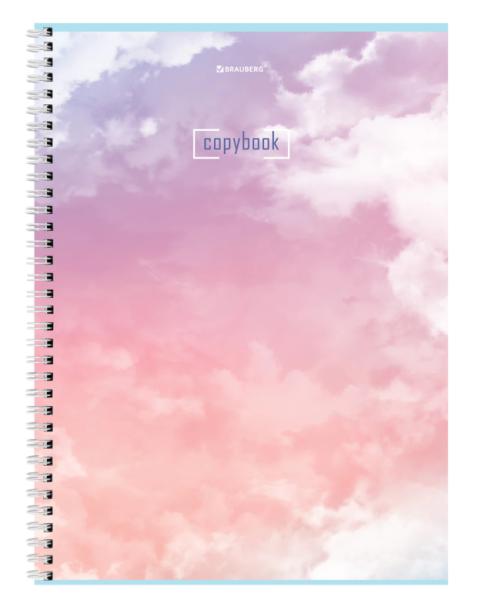Тетрадь А4, 80 л., BRAUBERG, гребень, клетка, глянцевый лак, "CLOUD", 404053 фото