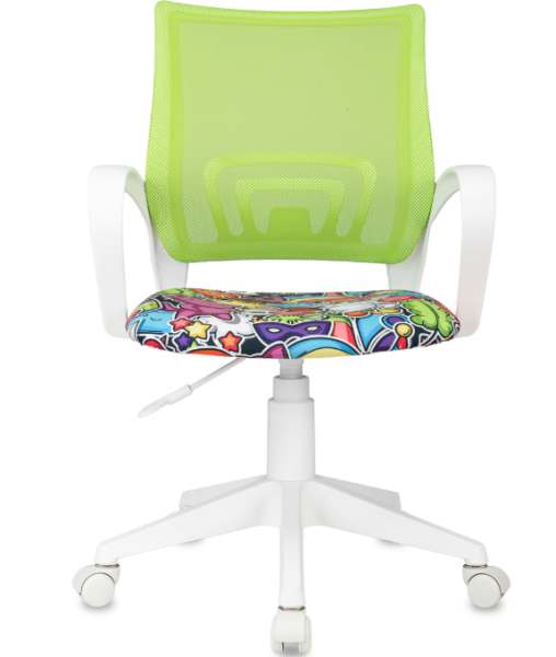 Кресло Helmi HL-K95 R (W695) "Airy", спинка сетка салатовая/сиденье ткань с рисунком маскара фото