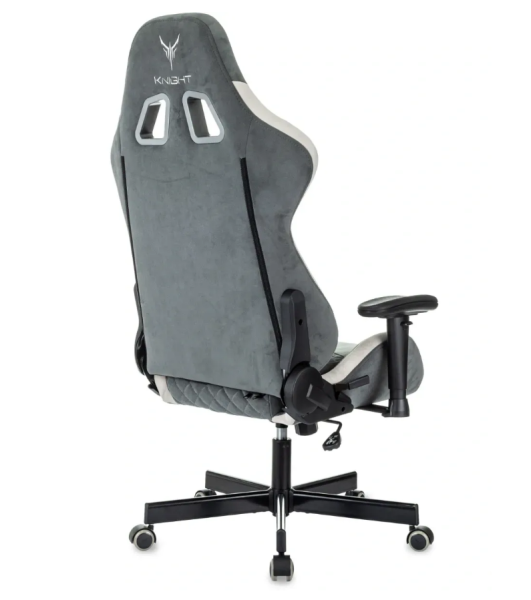 Кресло игровое Knight Regal Fabric серый/светло-серый искусственная замша с подголов. крестов. метал фото