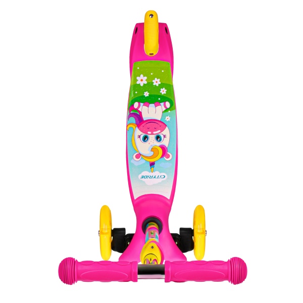 Самокат-кикборд CITY-RIDE CR-S4-05PKU телескопический руль металл, колеса PU 120/76 со светодиодами, фото