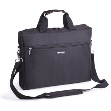 Сумка портфель BRAUBERG PRACTICAL с отд. для ноутбука 15,6", Grey line, черная, 29х40х7 см, 272604 фото
