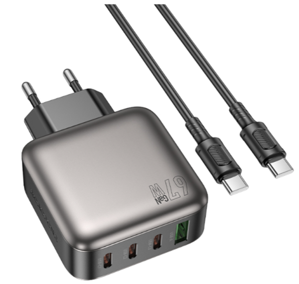 Сетевое зарядное устройство Borofone BAS57Aaa 1USB+3Type-C 3.0A PD67W черный (6941991116292) фото
