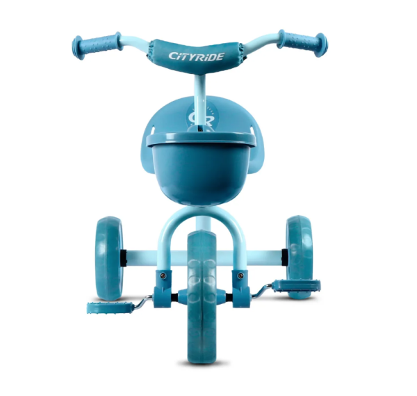 (м) Велосипед детский 3-х колесный City-Ride CH-B3-00BL на пластиковых колесах 10/8 в/к. Корзинка сп фото