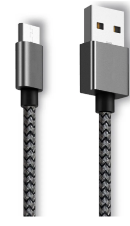 Кабель USB - MicroUSB GINZZU 1м 2.4А. Нейлоновая оплетка черный (GC-558UD) фото