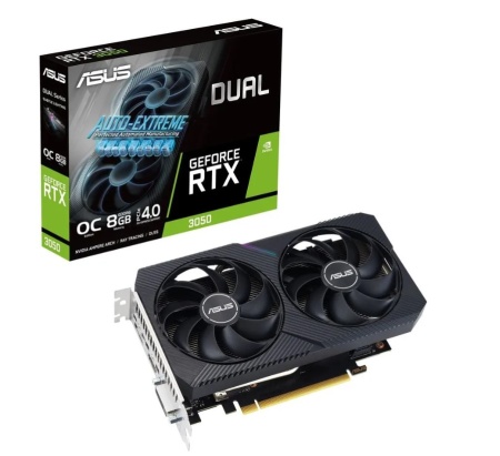 Видеокарта PCI-E 8Gb ASUS NV DUAL-RTX3050-O8G-V2 RTX3050 GDDR6 128bit 1822/14000 HDMIx1 DPx3 HDCP R фото
