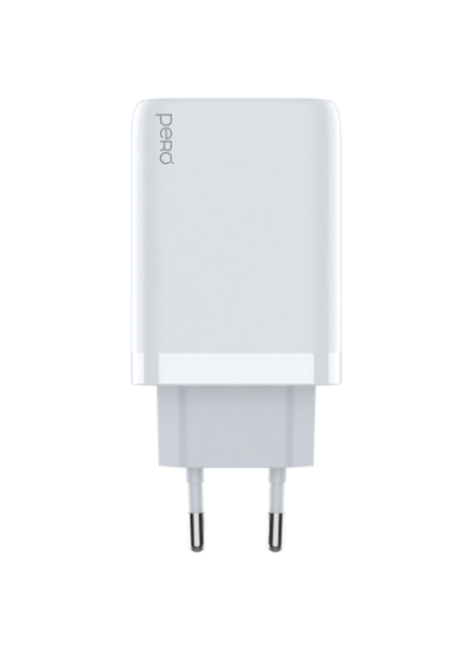 Сетевое зарядное устройство PERO TC23 GAN  USB-A QC 3.0 + USB-C PD + USB-C PD 65W белый ТС23W купить ЦИТ Сетевое зарядное устройство PERO TC23 GAN  USB-A QC 3.0 + USB-C PD + USB-C PD 65W белый ТС23W фото
