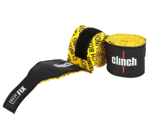 Бинты боксерские эластичные Clinch Boxing Crepe Bandage Tech Fix желтые (длина 3.5 м) C140  фото