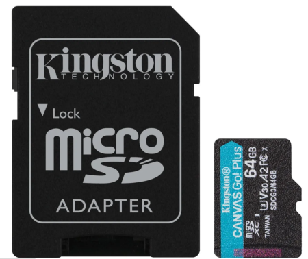 Карта памяти MicroSD 64GB Kingston Сlass 10 Canvas Go Plus UHS-I U3 V30 A2 (170/70) (SDCG3/64GBSP) фото