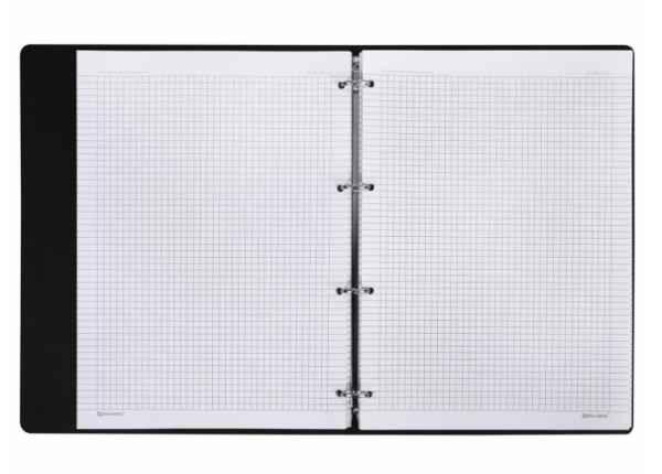 Тетрадь на кольцах БОЛЬШАЯ А4 240х310мм 120л, под кожу, BRAUBERG VISTA, Black, 404512 фото