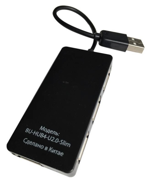Хаб USB 2.0 Buro BU-HUB4-U2.0-Slim 4порт. черный фото