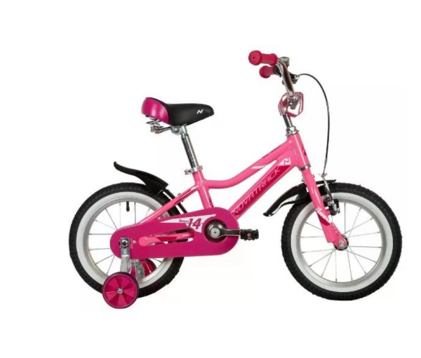 (м) Велосипед детский NOVATRACK 14"145ANOVARA.PN22  алюм., розовый, пер.руч., зад.нож. тормоз, корот фото