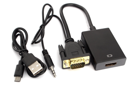Переходник VGA (M) -> HDMI (F) Cablexpert A-VGA-HDMI-01, 19M/15F, длина 15см, аудиовыход Jack 3,5 (M фото