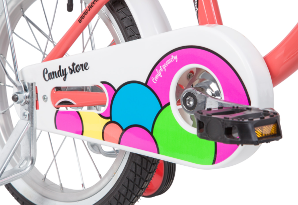 (м) Велосипед детский NOVATRACK 16"165CANDY.CRL23  коралловый, полная защита цепи, тормоз ножной, су фото