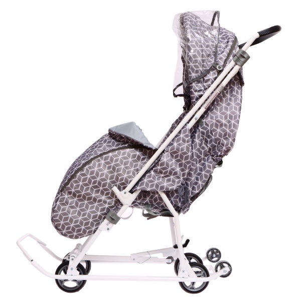 Санки-коляска Ника Наши детки 3-1К с ромбиками серый НДТ3-1К/4 фото