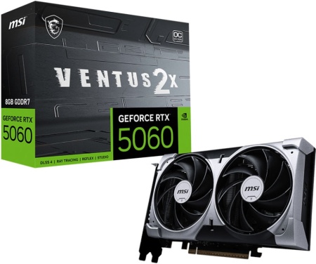 Видеокарта PCI-E 8Gb MSI NV RTX 5060 8G VENTUS 2X OC 128bit GDDR7 2280/28000 HDMI/DP/HDCP RTL фото