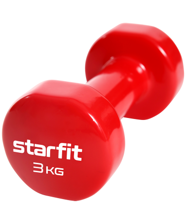 Гантель виниловая STARFIT DB-101 3 кг, красный фото