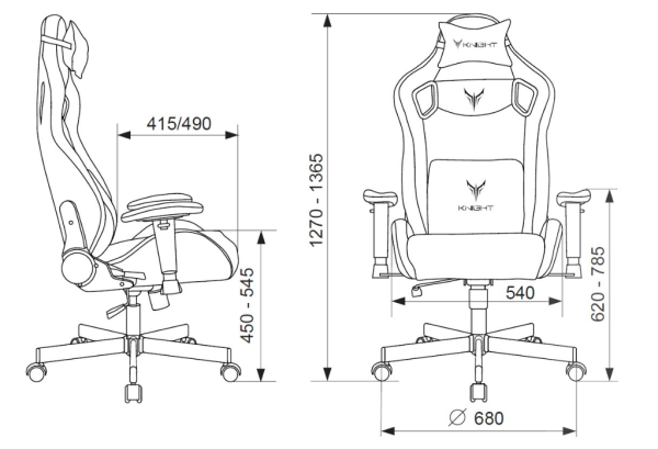 Кресло игровое Knight Outrider черный Light-20 с подголов. крестов. металл KNIGHT OUTRIDER LTD  фото