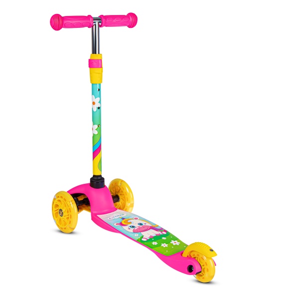 Самокат-кикборд CITY-RIDE CR-S4-05PKU телескопический руль металл, колеса PU 120/76 со светодиодами, фото