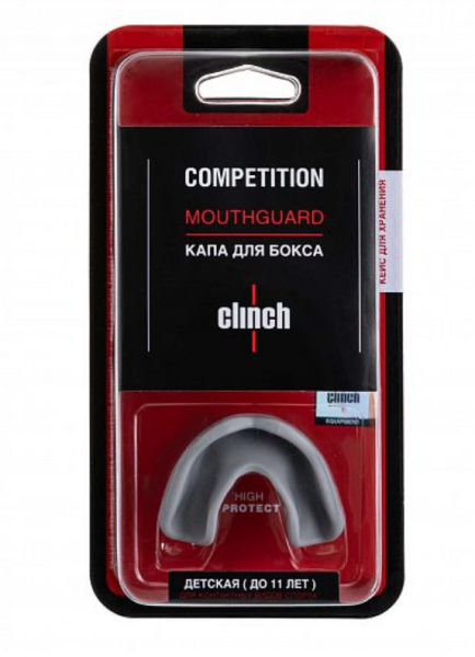 Капа одночелюстная Clinch Competition Single Layer Mouthguard серая (размер Junior) фото