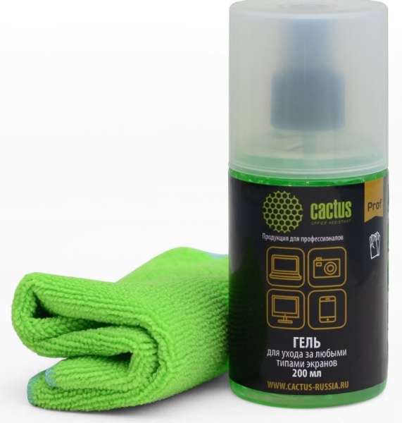 Чистящий набор (салфетки + гель) Cactus CS-S3004BL для экранов и оптики блистер 1шт 25х25см 200мл  фото