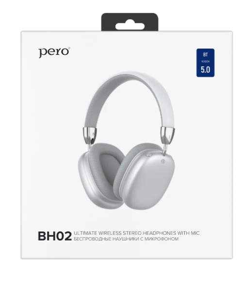 Беспроводные bluetooth наушники PERO BH02 Silver полноразмерные фото