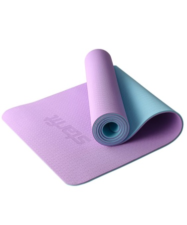 Коврик для йоги STARFIT FM-201 TPE, 183x61х0,6 см, фиолетовый пастель/синий пастель фото