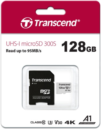 Карта памяти MicroSD  128GB  Transcend 300S UHS-I U1 (TS128GUSD300S-A) фото