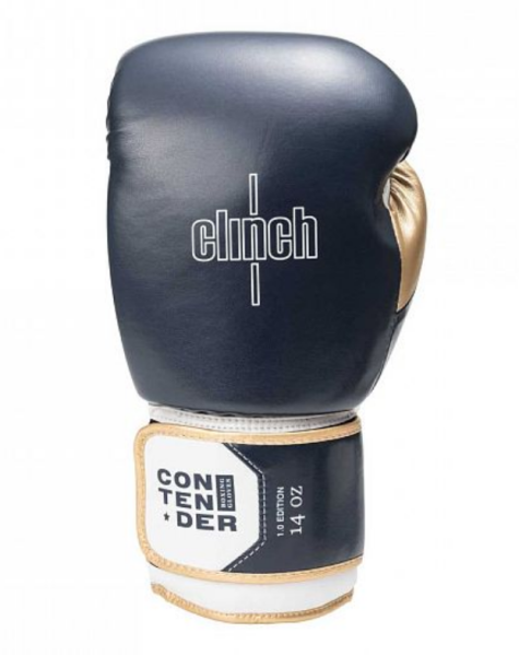 Перчатки боксерские Clinch Contender темносине-бело-золотые (вес 12 унций) C184  фото