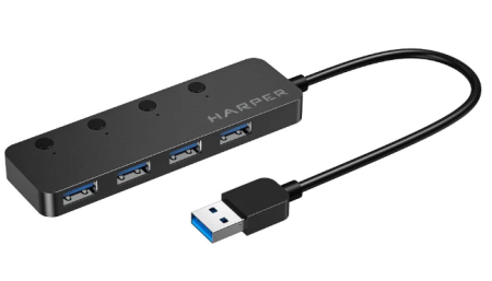 Хаб USB HARPER HUB-04MB Black фото