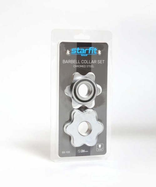 Замки для грифа STARFIT BB-108 d=26 мм, металлические, хромированный, 2 шт купить ЦИТ Замки для грифа STARFIT BB-108 d=26 мм, металлические, хромированный, 2 шт фото