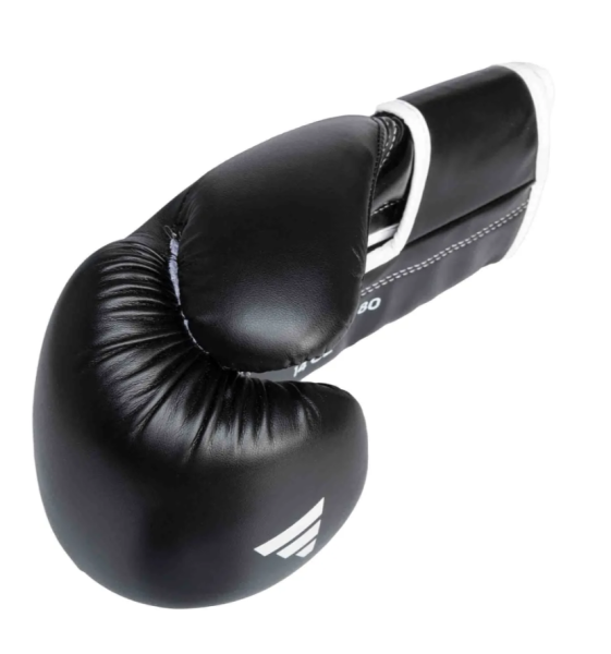 Перчатки боксерские Hybrid 80 черно-белые (вес 12 унций) adiH80  фото