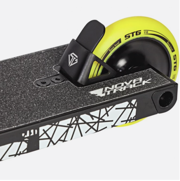 Самокат трюковый NOVATRACK 110A.CROW10.BK24 Crow 10, 110 мм, SCS, алюминий, черный с зеленым фото