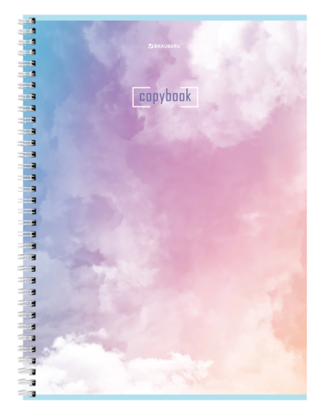 Тетрадь А4, 80 л., BRAUBERG, гребень, клетка, глянцевый лак, "CLOUD", 404053 фото