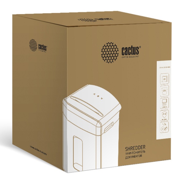 Шредер Cactus CS-SH-20-25-4X40 (секр.P-4)/фрагменты/20лист./25лтр./скрепки/скобы/пл.карты/CD купить ЦИТ Шредер Cactus CS-SH-20-25-4X40 (секр.P-4)/фрагменты/20лист./25лтр./скрепки/скобы/пл.карты/CD фото