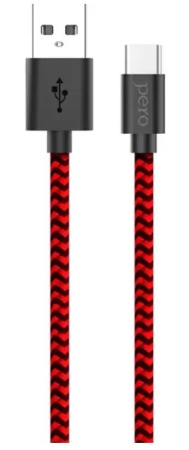 Кабель USB - Type-C PERO DC-04 2м красно-черный PRDC-04TC2MRB фото