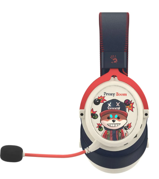 Игровые наушники с микрофоном A4 Bloody  MR595 Proxy Boom бежевый/черный мониторные BT/Radio фото