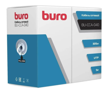 Кабель UTP 5Е level 305м омедненный Buro BU-CCA-040 фото