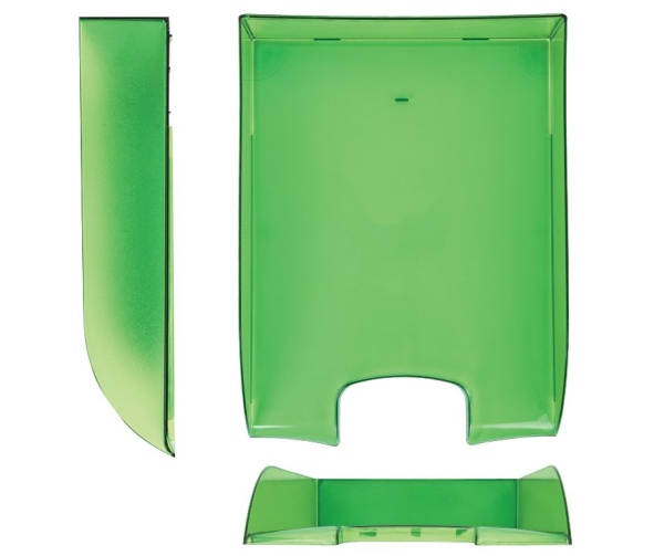 Лоток горизонтальный для бумаг BRAUBERG "Office style", 320х245х65 мм, тонированный зеленый, 237292 фото