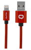 Кабель USB - Lightning Qumo, MFI С48 1м оплетка металл красный фото