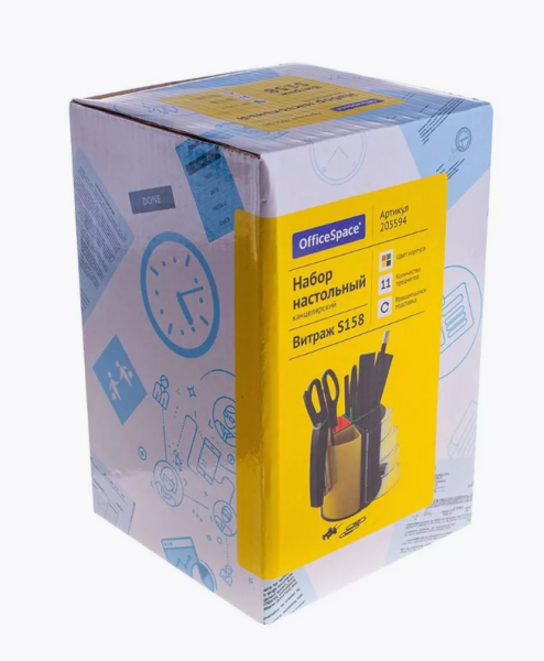 Канцелярский набор OfficeSpace "Витраж", 11 предметов, вращающийся, черный/цветной SS158_3183/ 20559 фото