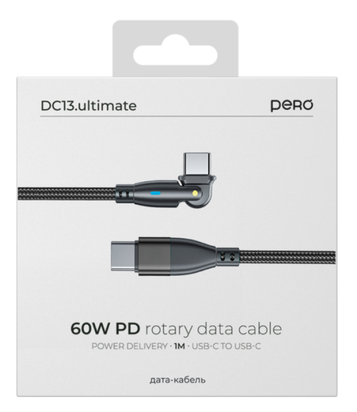 Кабель Type-C to Type-C PERO DC13 ULTIMATE PD 60W 1м черный (PRDC-13CC1M) фото