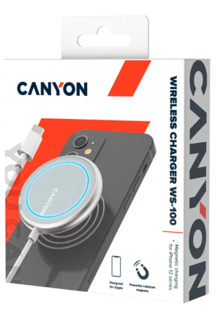 Беспроводное зарядное устройство CANYON WS-100 Серебристый фото