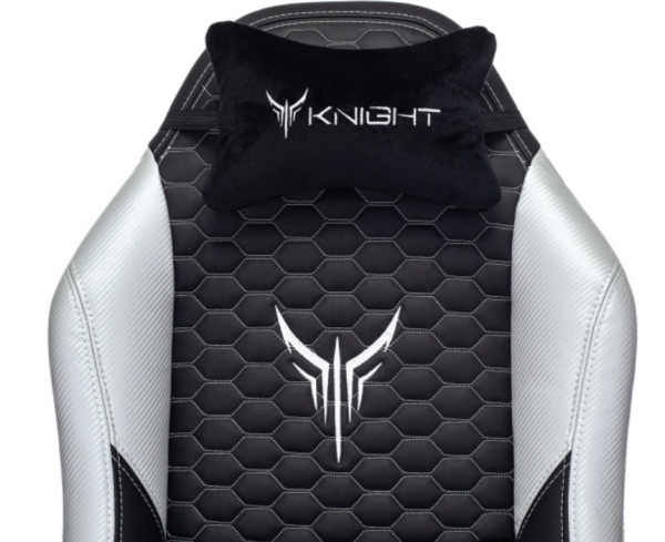Кресло игровое Knight Neon черный/серебряный соты экокожа с подголов. крестов. металл фото