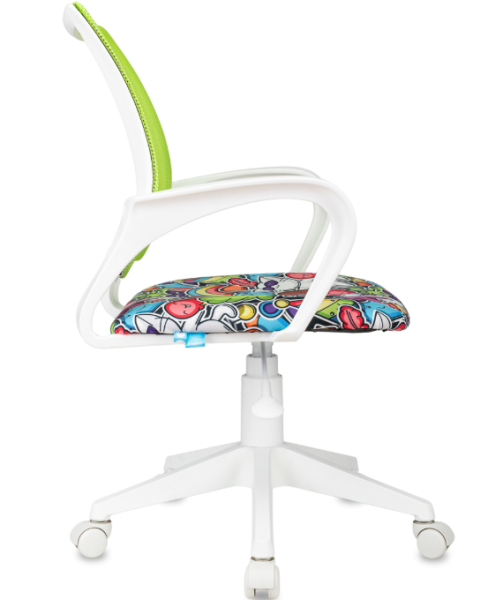 Кресло Helmi HL-K95 R (W695) "Airy", спинка сетка салатовая/сиденье ткань с рисунком маскара фото