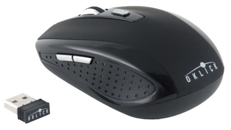 Мышь Oklick 455MW черный оптическая (1600dpi) беспроводная USB (5but) фото